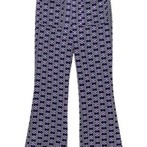 Zara Navy, Purple & White Geometric Flare Pants